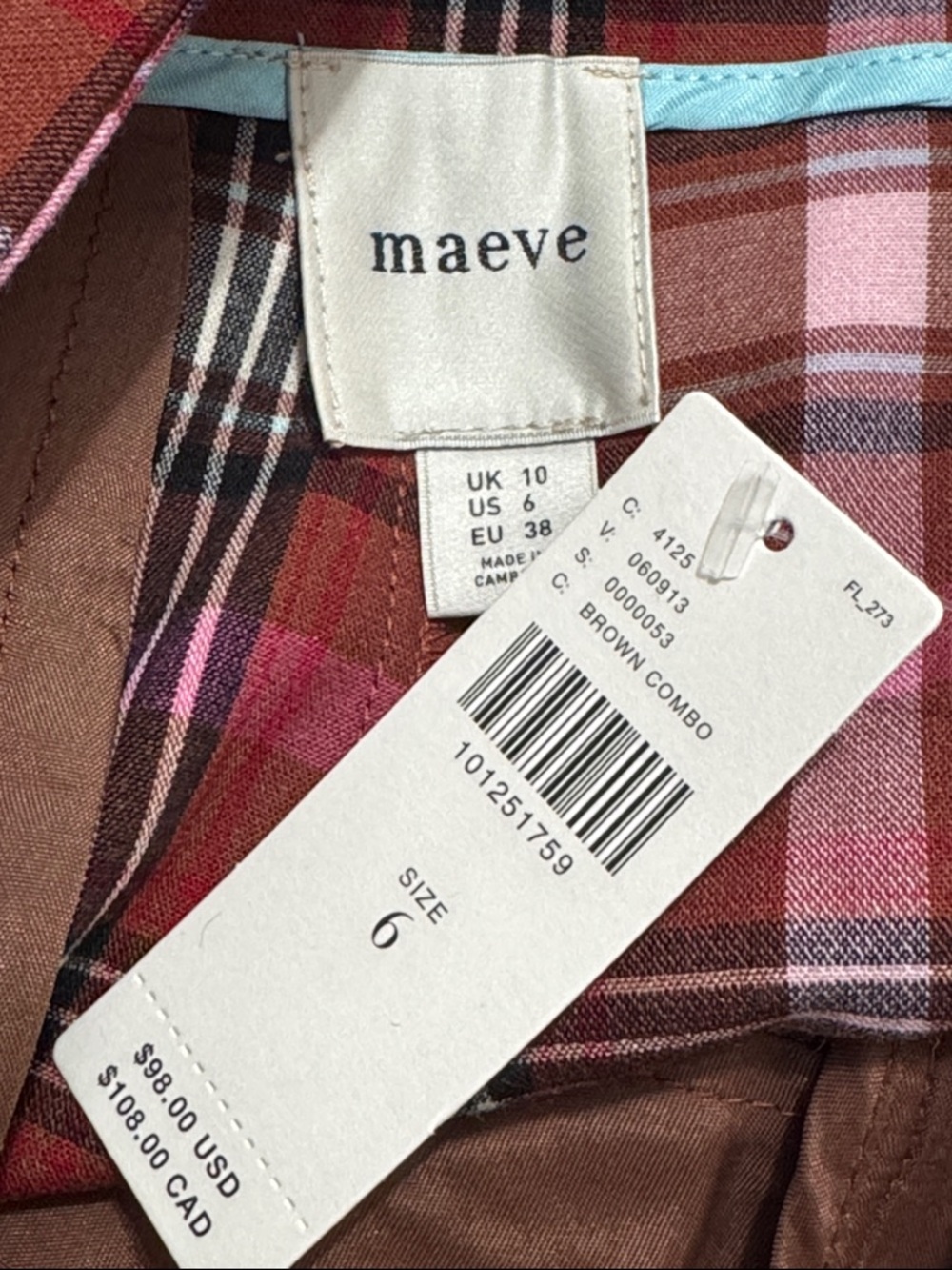 Anthropologie MAEVE The Avery Pleated Trouser Shorts Brown Plaid $98 Retail NWT - Picture 6 of 15
